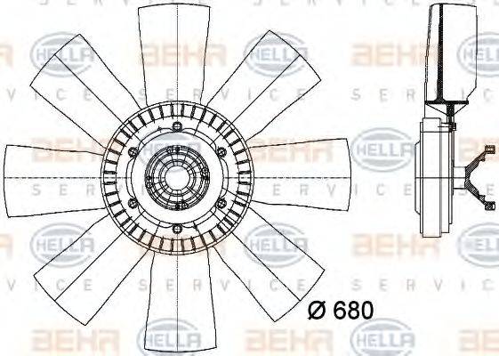 Вентилятор, охолодження двигуна BEHR HELLA SERVICE 8MV 376 727-101