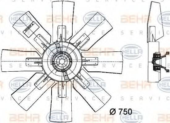 Вентилятор, охолодження двигуна BEHR HELLA SERVICE 8MV 376 728-171