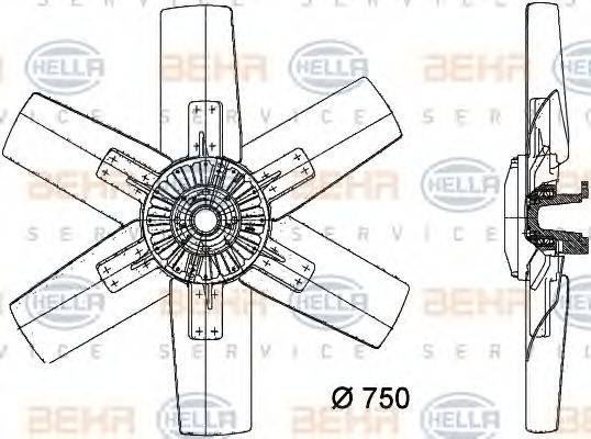 Вентилятор, охлаждение двигателя BEHR HELLA SERVICE 8MV 376 730-241