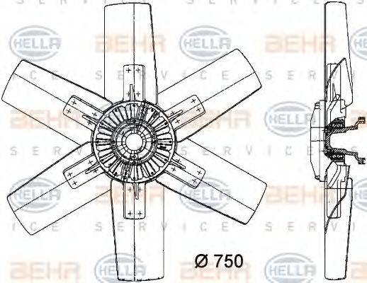 Вентилятор, охлаждение двигателя BEHR HELLA SERVICE 8MV 376 730-311