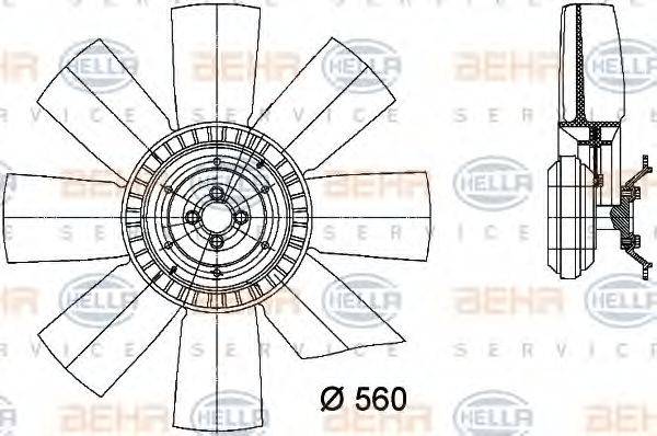 Вентилятор, охолодження двигуна BEHR HELLA SERVICE 8MV 376 731-101