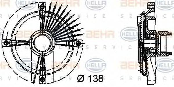 Зчеплення, вентилятор радіатора BEHR HELLA SERVICE 8MV 376 732-161