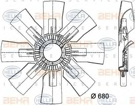 Крильчатка вентилятора, охолодження двигуна BEHR HELLA SERVICE 8MV 376 733-121