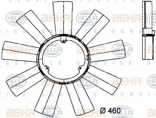 Крильчатка вентилятора, охолодження двигуна BEHR HELLA SERVICE 8MV 376 733-171