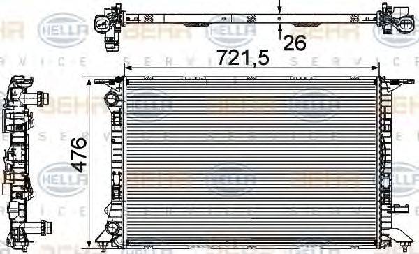 Радіатор, охолодження двигуна BEHR HELLA SERVICE 8MK 376 745-581