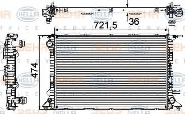 Радиатор, охлаждение двигателя BEHR HELLA SERVICE 8MK 376 745-644