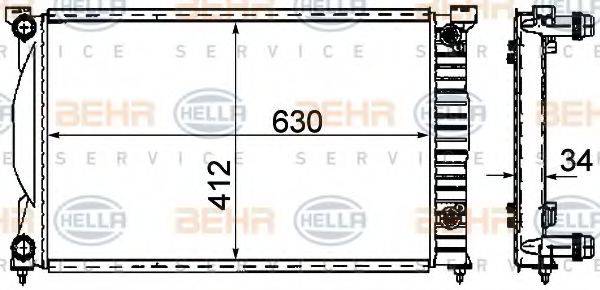 Радіатор, охолодження двигуна BEHR HELLA SERVICE 8MK 376 781-061