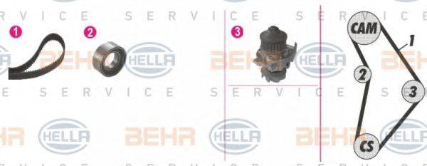 BEHR HELLA SERVICE 8MP376803821 Водяной насос + комплект зубчатого ремня