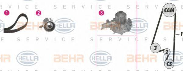 BEHR HELLA SERVICE 8MP376811891 Водяной насос + комплект зубчатого ремня