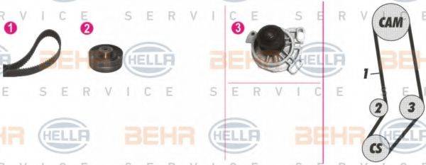 BEHR HELLA SERVICE 8MP376815821 Водяной насос + комплект зубчатого ремня