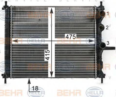 Радиатор, охлаждение двигателя BEHR HELLA SERVICE 8MK 376 900-094