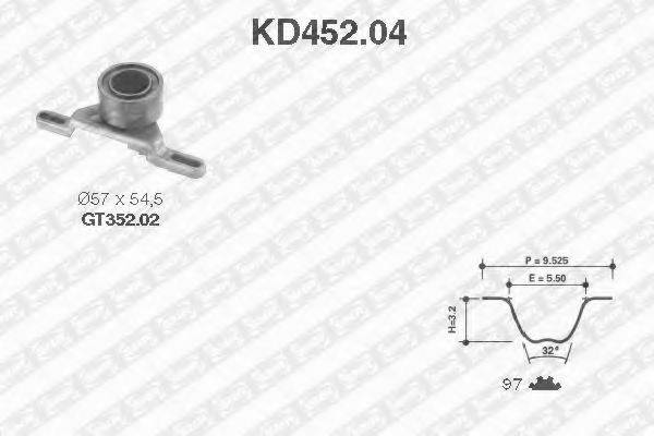 Комплект ременя ГРМ SNR KD452.04