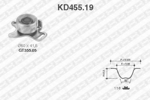 Комплект ремня ГРМ SNR KD455.19
