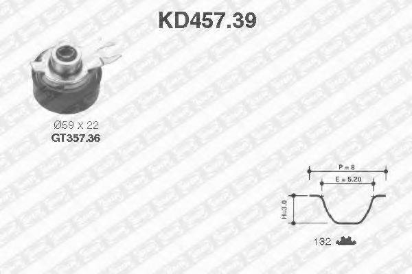 Комплект ременя ГРМ SNR KD457.39