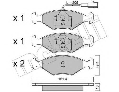 Комплект тормозных колодок, дисковый тормоз METELLI 22-0057-4