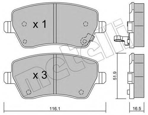 Комплект тормозных колодок, дисковый тормоз METELLI 22-0485-1