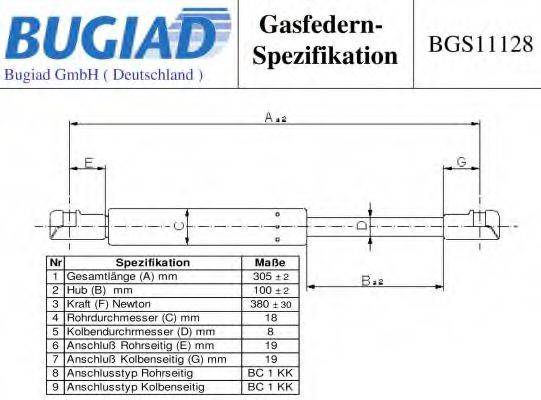 Газова пружина, капот BUGIAD BGS11128