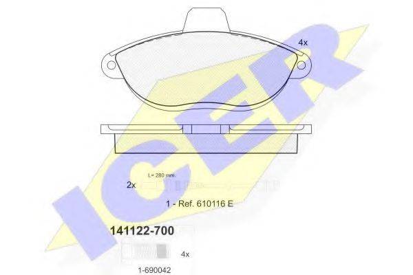 ICER 141122700 Комплект тормозных колодок, дисковый тормоз