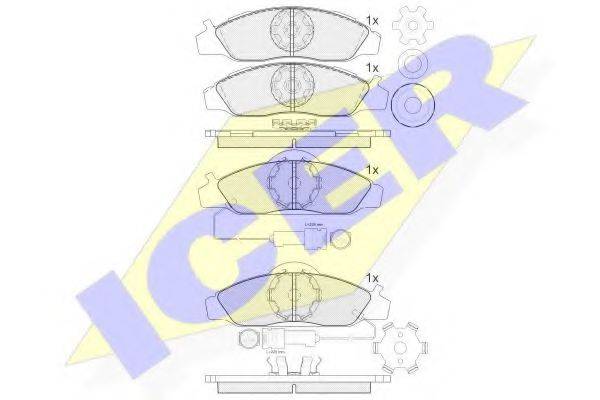 Комплект тормозных колодок, дисковый тормоз ICER 141237