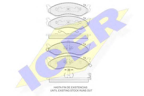 Комплект гальмівних колодок, дискове гальмо ICER 141397