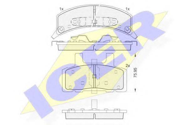 Комплект тормозных колодок, дисковый тормоз ICER 141563