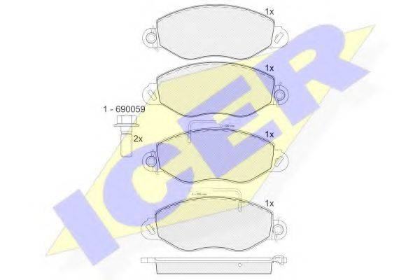 Комплект тормозных колодок, дисковый тормоз ICER 141808