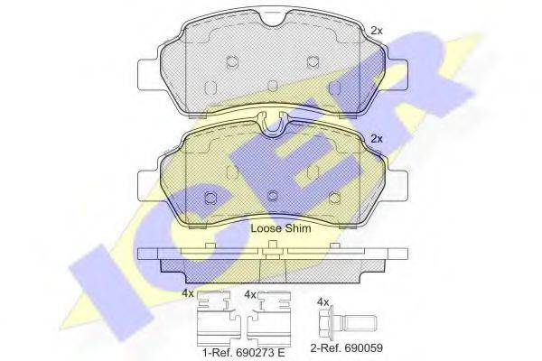Комплект тормозных колодок, дисковый тормоз ICER 142224