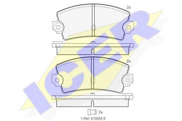 Комплект тормозных колодок, дисковый тормоз ICER 180098