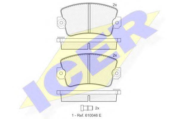 Комплект гальмівних колодок, дискове гальмо ICER 180257