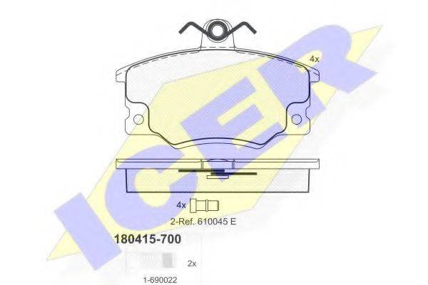 ICER 180415700 Комплект тормозных колодок, дисковый тормоз