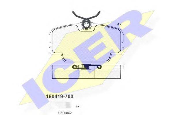 Комплект тормозных колодок, дисковый тормоз ICER 180419-700