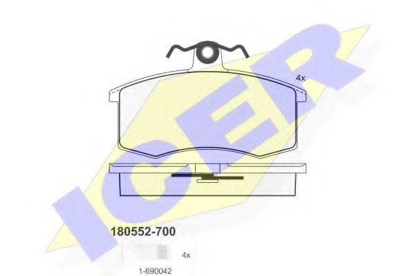 Комплект гальмівних колодок, дискове гальмо ICER 180552-700