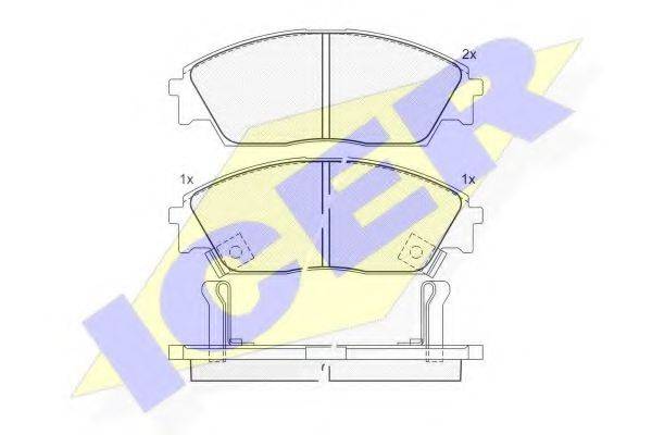 Комплект тормозных колодок, дисковый тормоз ICER 180755