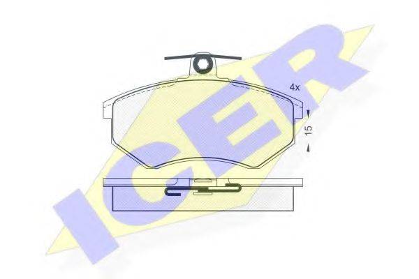Комплект гальмівних колодок, дискове гальмо ICER 180835