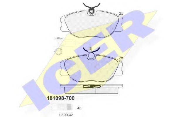 ICER 181098700 Комплект тормозных колодок, дисковый тормоз