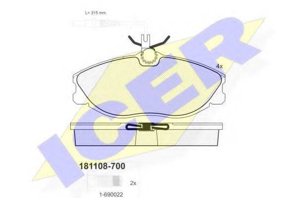 ICER 181108700 Комплект тормозных колодок, дисковый тормоз