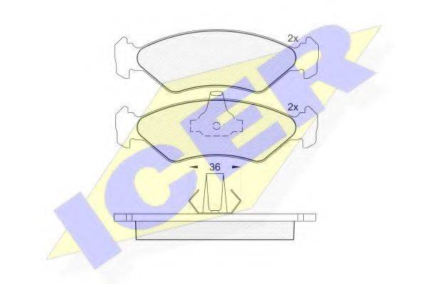 Комплект гальмівних колодок, дискове гальмо ICER 181143