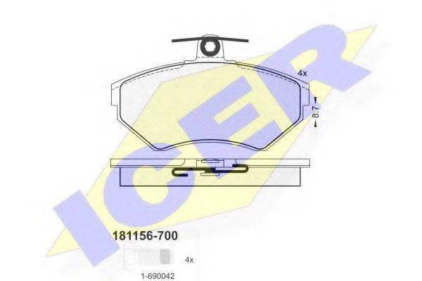 ICER 181156700 Комплект тормозных колодок, дисковый тормоз