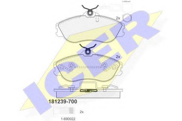 Комплект тормозных колодок, дисковый тормоз ICER 181239-700