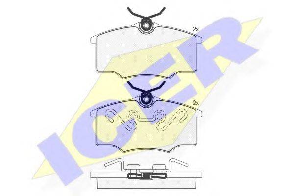 Комплект тормозных колодок, дисковый тормоз ICER 181250
