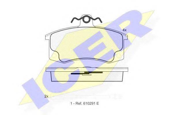 Комплект тормозных колодок, дисковый тормоз ICER 181308