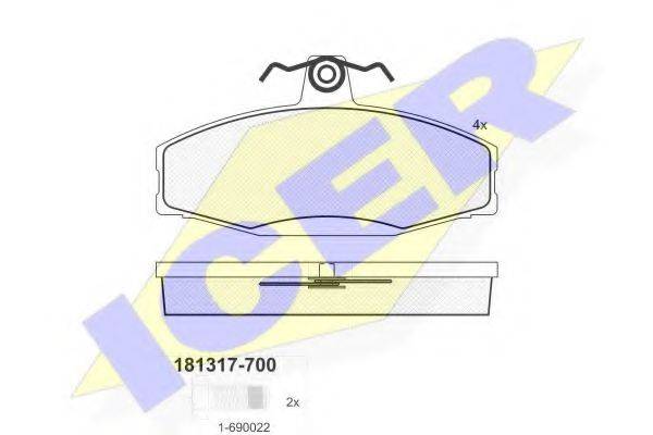 ICER 181317700 Комплект тормозных колодок, дисковый тормоз