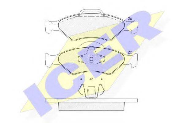 Комплект тормозных колодок, дисковый тормоз ICER 181344