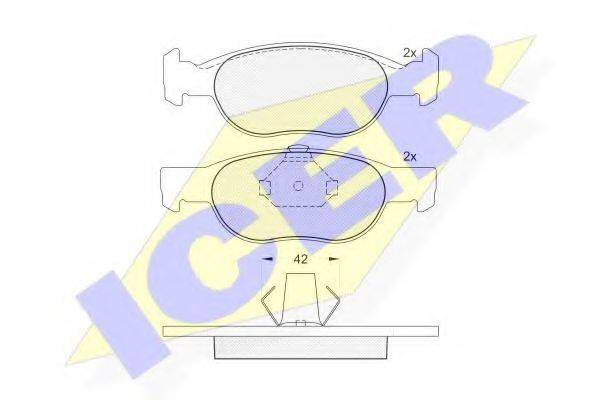 Комплект гальмівних колодок, дискове гальмо ICER 181348