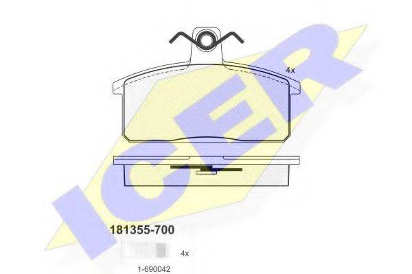 Комплект тормозных колодок, дисковый тормоз ICER 181355-700