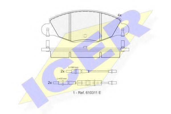 Комплект тормозных колодок, дисковый тормоз ICER 181406