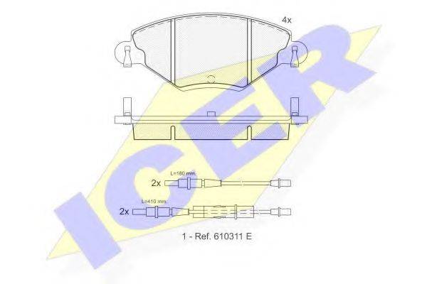 Комплект тормозных колодок, дисковый тормоз ICER 181419
