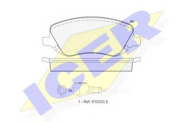 Комплект тормозных колодок, дисковый тормоз ICER 181454