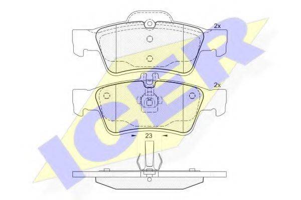Комплект тормозных колодок, дисковый тормоз ICER 181576