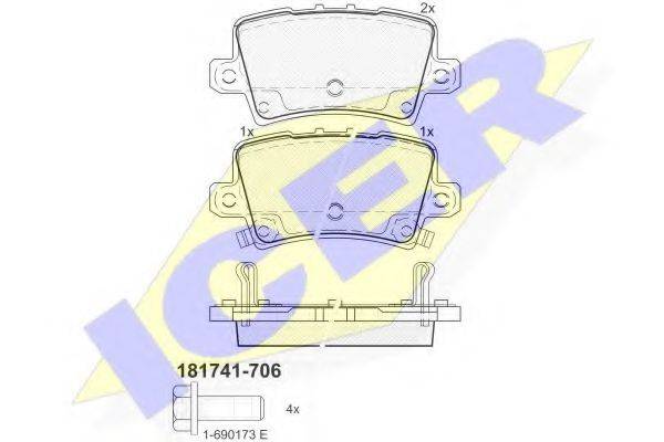 ICER 181741 Комплект тормозных колодок, дисковый тормоз